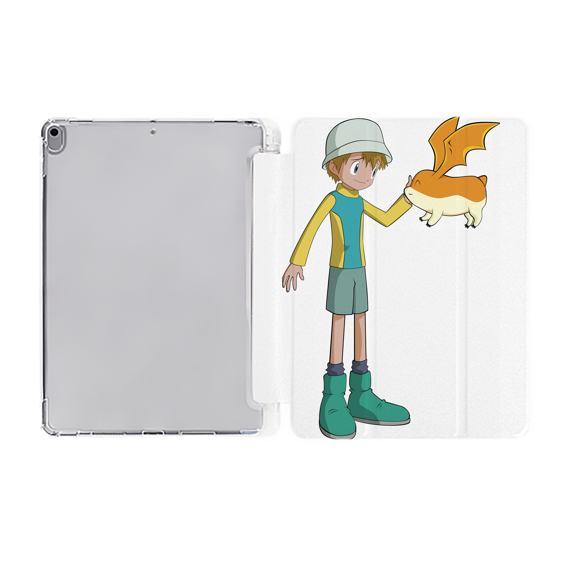（画像用） Digimon デジタルモンスター/デジモン IPad ケース ペン収納付き 三つ折りスタンド PUレザー×シリコン 対応機種9.5/10.5/10.9インチ